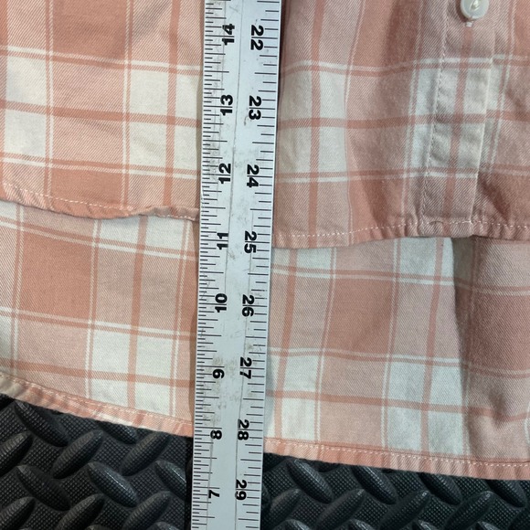 Madewell Orange Button Up Long Sleeve Flannel Checkered Women's Size Medium - Picture 4 of 7
